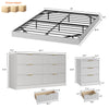 4-Piece Bedroom Set for Adult, Fluted King Floating LED Bed Frame with 2 Nightstands and Fluted 6 Drawer Dressers,White King,6+6 Drawers