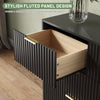 55.1" W Fluted 7 Drawer Dresser for Adult,Wooden Bedroom Dresser,Dresser TV Stand up to 65" for Living Room,Black