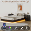4-Piece Bedroom Set for Adult, Fluted Queen Floating LED Bed Frame with 2 Nightstands and Fluted 9 Drawer Dressers,Black Queen,9+4 Drawers