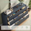 55.1" W Fluted 6 Drawer Dresser for Adult,Wooden Bedroom Dresser,Dresser TV Stand up to 65" for Living Room,Blue