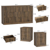 3-Piece Modern Bedroom Set - 7 Drawer Wide Dresser & Nightstands Set of 2 with Fluted Design, Anti-Tip Safety Brown Natural Wood Storage Furniture for Bedroom,Hallway 7+6,Brown