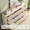 55.1" W Fluted 6 Drawer Dresser for Adult,Wooden Bedroom Dresser,Dresser TV Stand up to 65" for Living Room,Beige
