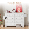 55.1" Wide Dresser for Bedroom, 10 Drawer Dresser with Large Drawers, Dresser for TVs Up to 65",White