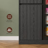 39.4" Mini Fridge Cabinet with Power Outlet,Fluted Coffee Bar Cabinet with Mini Fridge Space,Buffet Sideboard with Drawers,Black