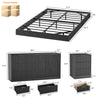 4-Piece Bedroom Set for Adult, Fluted Queen Floating LED Bed Frame with 2 Nightstands and Fluted 9 Drawer Dressers,Black Queen,9+6 Drawers