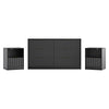 3-Piece Modern Bedroom Set - 6 Drawer Wide Dresser & Nightstands Set of 2 with Fluted Design, Anti-Tip Safety Black Natural Wood Storage Furniture for Bedroom,Hallway 6+2,Black