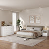 3-Piece Modern Bedroom Set - 8 Drawer Wide Dresser & Nightstands Set of 2 with Fluted Design, Anti-Tip Safety White Natural Wood Storage Furniture for Bedroom,Hallway 8+2,White