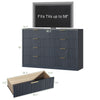 55.1" W Fluted 8 Drawer Dresser for Adult,Wooden Bedroom Dresser,Dresser TV Stand up to 65" for Living Room,Blue