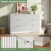 55.1" W Fluted 7 Drawer Dresser for Adult,Wooden Bedroom Dresser,Dresser TV Stand up to 65" for Living Room,White