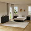 4-Piece Bedroom Set for Adult, Fluted Queen Floating LED Bed Frame with 2 Nightstands and Fluted 9 Drawer Dressers,Black Queen,9+6 Drawers