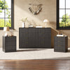 3-Piece Modern Bedroom Set - 8 Drawer Wide Dresser & Nightstands Set of 2 with Fluted Design, Anti-Tip Safety Black Natural Wood Storage Furniture for Bedroom,Hallway 8+6,Black