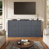 63" W Fluted 9 Drawer Dresser for Adult,Wooden Bedroom Dresser,Dresser TV Stand up to 70" for Living Room,Blue