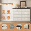 Rustic 8-Drawer Wood Dresser, Large Storage Chest Organizer with Metal Handles for Bedroom, Living Room, Farmhouse Style Furniture,White