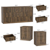 3-Piece Modern Bedroom Set - 9 Drawer Wide Dresser & Nightstands Set of 2 with Fluted Design, Anti-Tip Safety Brown Natural Wood Storage Furniture for Bedroom,Hallway 9+6,Brown