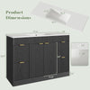 48" Fluted Bathroom Vanity Cabinet with 4 Drawers,Bathroom Vanity with Sink and Soft-Close Doors,Freestanding Bathroom Sink Cabinet,Black