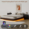 4-Piece Bedroom Set for Adult, Fluted King Floating LED Bed Frame with 2 Nightstands and Fluted 9 Drawer Dressers,Black King,9+4 Drawers