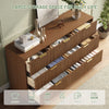 55.1" W Fluted 7 Drawer Dresser for Adult,Wooden Bedroom Dresser,Dresser TV Stand up to 65" for Living Room,Oak