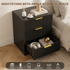 4-Piece Bedroom Set for Adult, Fluted Queen Floating LED Bed Frame with 2 Nightstands and Fluted 6 Drawer Dressers,Black Queen,6+6 Drawers