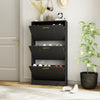 NOVAMAISON Shoe Cabinet Storage for Entryway, White Shoe Organizer with 3 Flip Drawers & Open Shelf,2PCS