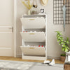 NOVAMAISON Shoe Cabinet Storage for Entryway, White Shoe Organizer with 3 Flip Drawers & Open Shelf,2PCS