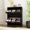 NOVAMAISON Shoe Cabinet Storage for Entryway, White Shoe Organizer with 3 Flip Drawers & Open Shelf,2PCS