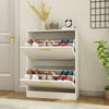 NOVAMAISON Shoe Cabinet Storage for Entryway, White Shoe Organizer with 3 Flip Drawers & Open Shelf,2PCS