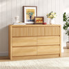 7 Drawers Dresser for Bedroom, 49.2" W Modern Chest of Drawers with Curved Profile Design, Mid Century Fluted Storage Dressers Organizer,Natural