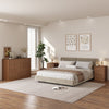 3-Piece Modern Bedroom Set - 8 Drawer Wide Dresser & Nightstands Set of 2 with Fluted Design, Anti-Tip Safety Light Walnut Natural Wood Storage Furniture for Bedroom,Hallway 8+6,Light Walnut
