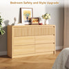 7 Drawers Dresser for Bedroom, 49.2" W Modern Chest of Drawers with Curved Profile Design, Mid Century Fluted Storage Dressers Organizer,Natural