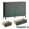 9-Drawer Dressers for Bedroom,55.1"Width Modern Chest of Drawer with Metal Handlesfor Living Room,Hallway,Entryway,Green