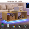 Coffee Table with LED Lights, 47.2" W TV Stand Center Table with 2-Tiers for Living Room,Natural