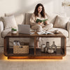 Coffee Table with LED Lights, 47.2" W TV Stand Center Table with 2-Tiers for Living Room,Brown