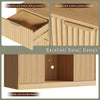 53" Mini Fridge Cabinet with Power Outlet,Fluted Coffee Bar Cabinet with Mini Fridge Space,Buffet Sideboard with Drawers,Natural