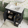 35.4" Fluted Bathroom Vanity Cabinet with 3 Drawers,Bathroom Vanity with Sink and Soft-Close Doors,Freestanding Small Bathroom Sink Cabinet,Black