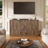 55.1" W Fluted 6 Drawer Dresser for Adult,Wooden Bedroom Dresser,Dresser TV Stand up to 65" for Living Room,Brown