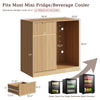 39.4" Mini Fridge Cabinet with Power Outlet,Fluted Coffee Bar Cabinet with Mini Fridge Space,Buffet Sideboard with Drawers,Natural