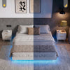 King Bed Frame with RGB LED Lights,Floating Bed with Fluted Design;Heavy Duty Steel, Modern Metal Bed Frame,White