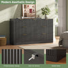 55.1" W Fluted 7 Drawer Dresser for Adult,Wooden Bedroom Dresser,Dresser TV Stand up to 65" for Living Room,Black
