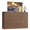55.1" W Fluted 8 Drawer Dresser for Adult,Wooden Bedroom Dresser,Dresser TV Stand up to 65" for Living Room,Oak