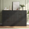 55.1" W Fluted 8 Drawer Dresser for Adult,Wooden Bedroom Dresser,Dresser TV Stand up to 65" for Living Room,Black