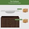 ASTUVIA 35.4" Modern Fluted Bathroom Vanity with Sink, Wall Mounted Floating Cabinets with Double Drawers, Resin Sink Combo Set with Golden Handle,Brown
