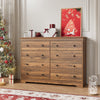 55.1" Wide Dresser for Bedroom, 8 Drawer Dresser with Large Drawers, Dresser for TVs Up to 65",Brown