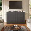 55.1" W Fluted 8 Drawer Dresser for Adult,Wooden Bedroom Dresser,Dresser TV Stand up to 65" for Living Room,Black