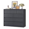 9 Fluted Drawers Dresser for Bedroom, 49.2" W Modern Chest of Drawers with Curved Profile Design, Mid Century Storage Dressers Organizer,Black