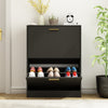 NOVAMAISON Shoe Cabinet Storage for Entryway, White Shoe Organizer with 3 Flip Drawers & Open Shelf,2PCS