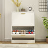NOVAMAISON Shoe Cabinet Storage for Entryway, White Shoe Organizer with 3 Flip Drawers & Open Shelf,2PCS