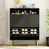 NOVAMAISON Shoe Cabinet Storage for Entryway, White Shoe Organizer with 3 Flip Drawers & Open Shelf,2PCS
