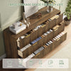55.1" W Fluted 7 Drawer Dresser for Adult,Wooden Bedroom Dresser,Dresser TV Stand up to 65" for Living Room,Brown