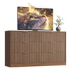 55.1" W Fluted 6 Drawer Dresser for Adult,Wooden Bedroom Dresser,Dresser TV Stand up to 65" for Living Room,Oak
