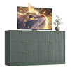 55.1" W Fluted 7 Drawer Dresser for Adult,Wooden Bedroom Dresser,Dresser TV Stand up to 65" for Living Room,Green
